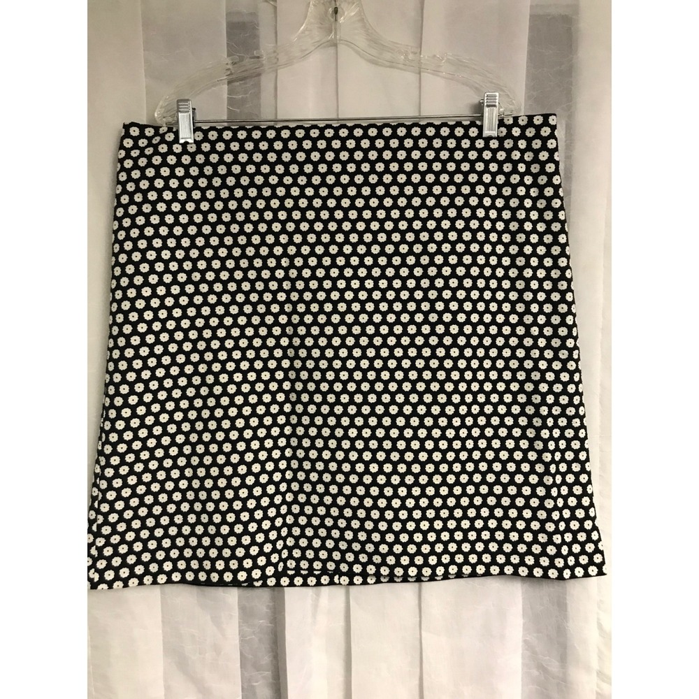 Ann Taylor Factory Black White Floral Daisy Jacquard A-Line Mini Skirt Womens 16